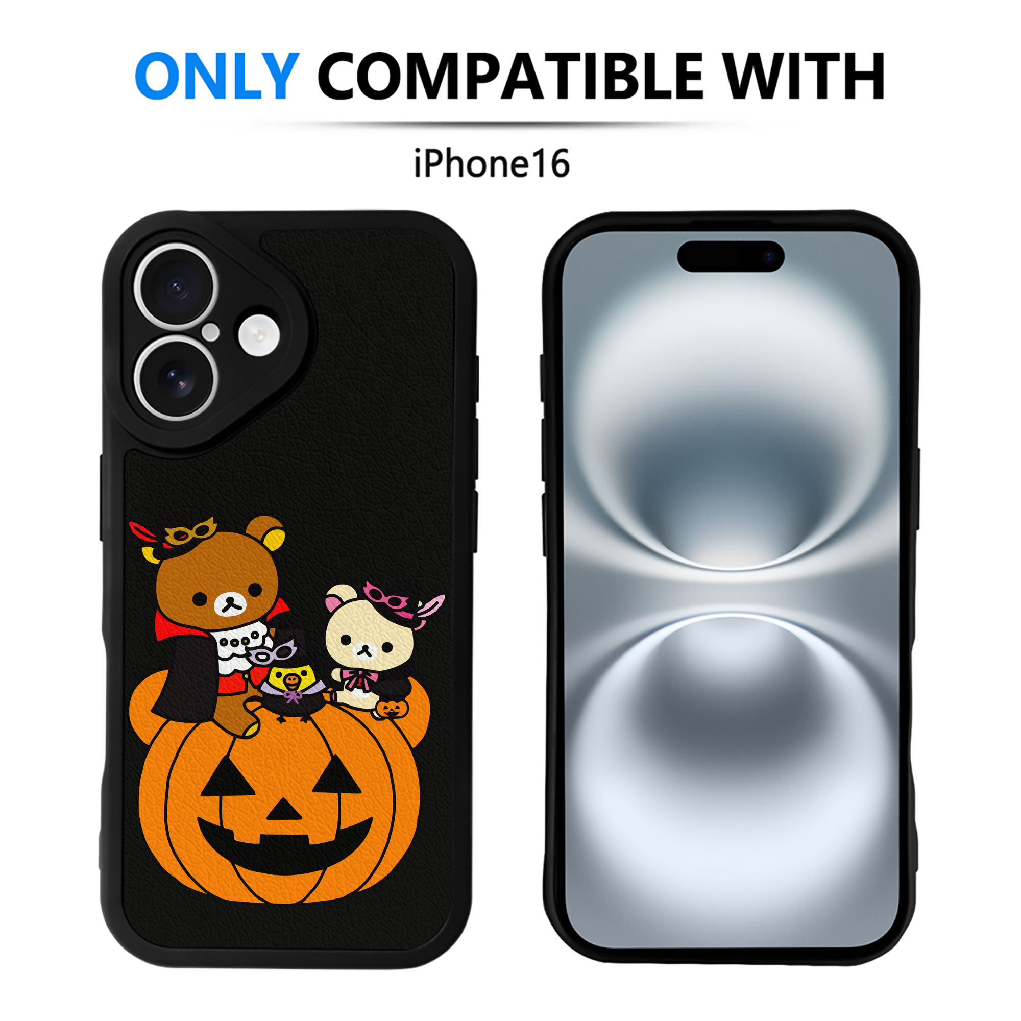 （画像用） リラックマ リラックマ キイロイトリ Rilakkuma Korilakkuma Kiiroitori 【iPhone 16シリーズ対応】シリコンスマホケース（レザー調） 材質：シリコン